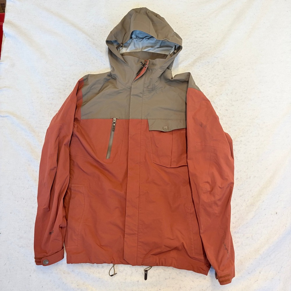 Mountain Equipment Co-op Pertex Shield Hooded Jacket Mens Small Orange Gray